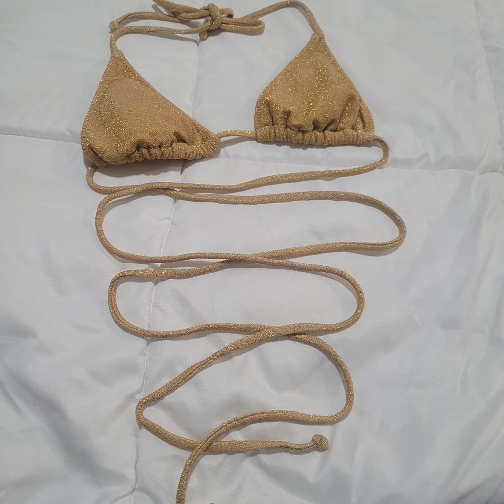 Gold glitter swim top